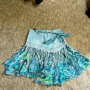 Denim asymmetrical and patterned skirt for summer. By Chagall. Women’s Size 10